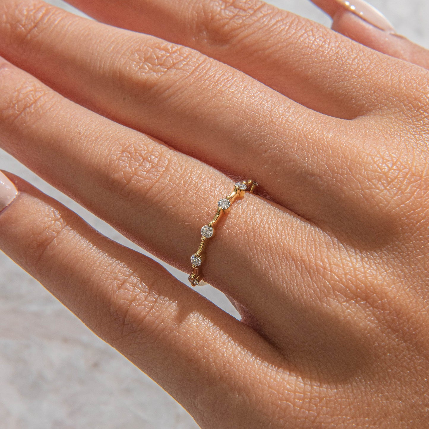 Dainty Pave & Half Eternity-0.25 CT Round Lab Grown Diamond Wedding Band