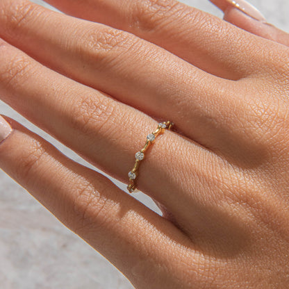 Dainty Pave & Half Eternity-0.25 CT Round Lab Grown Diamond Wedding Band