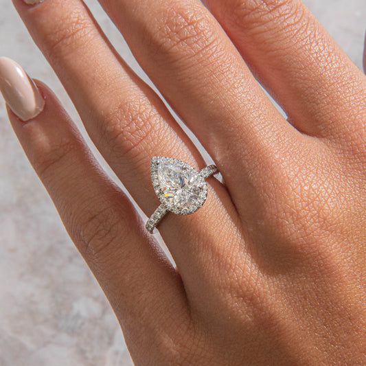 Halo & Pave-Pear Lab Grown Diamond Engagement Ring