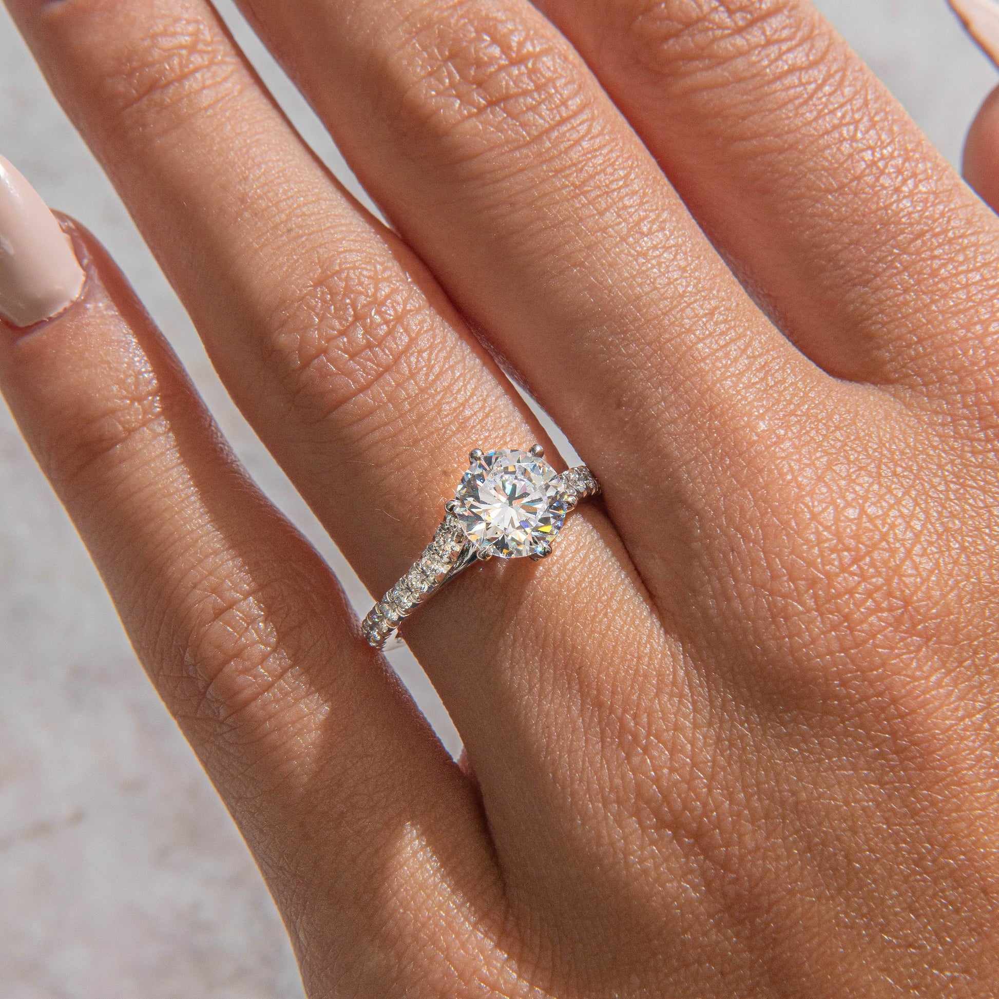 Criss Cross-Round Lab Grown Diamond Engagement Ring