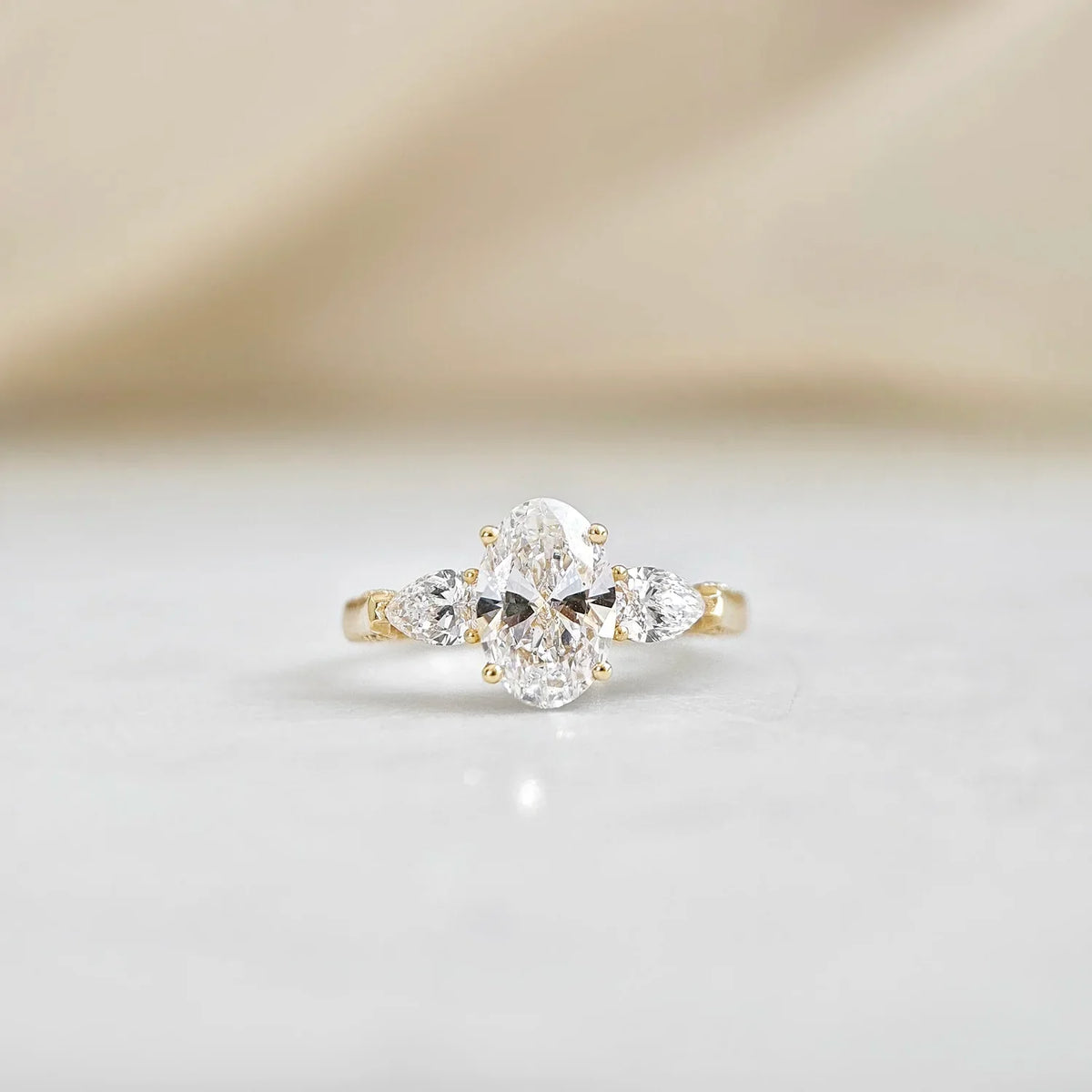Three Stone-1.55 CT Oval Lab Grown Diamond Engagement Ring