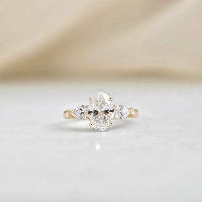 Three Stone-1.55 CT Oval Lab Grown Diamond Engagement Ring