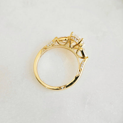Three Stone-1.55 CT Oval Lab Grown Diamond Engagement Ring