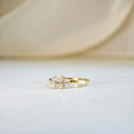 Three Stone-0.55 CT Oval Lab Grown Diamond Engagement Ring