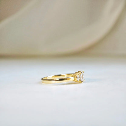 Three Stone-0.55 CT Oval Lab Grown Diamond Engagement Ring