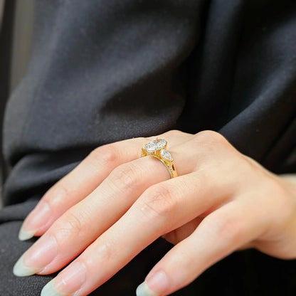 Three Stone-1.55 CT Oval Lab Grown Diamond Engagement Ring