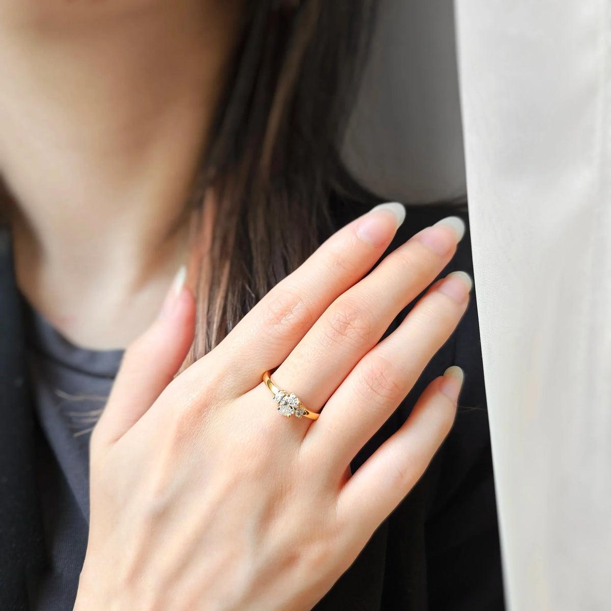 Three Stone-0.55 CT Oval Lab Grown Diamond Engagement Ring