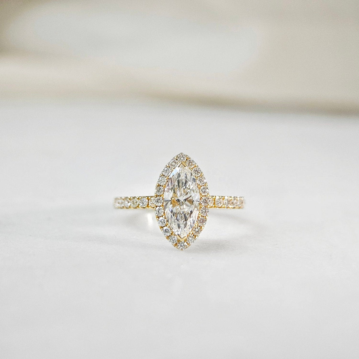 Halo & Pave-1.15 CT Marquise Lab Grown Diamond Engagement Ring