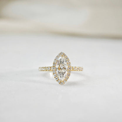 Halo & Pave-1.15 CT Marquise Lab Grown Diamond Engagement Ring