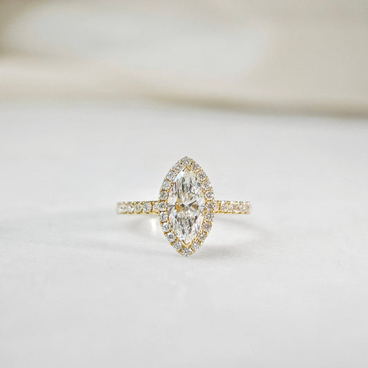 Halo & Pave-1.15 CT Marquise Lab Grown Diamond Engagement Ring