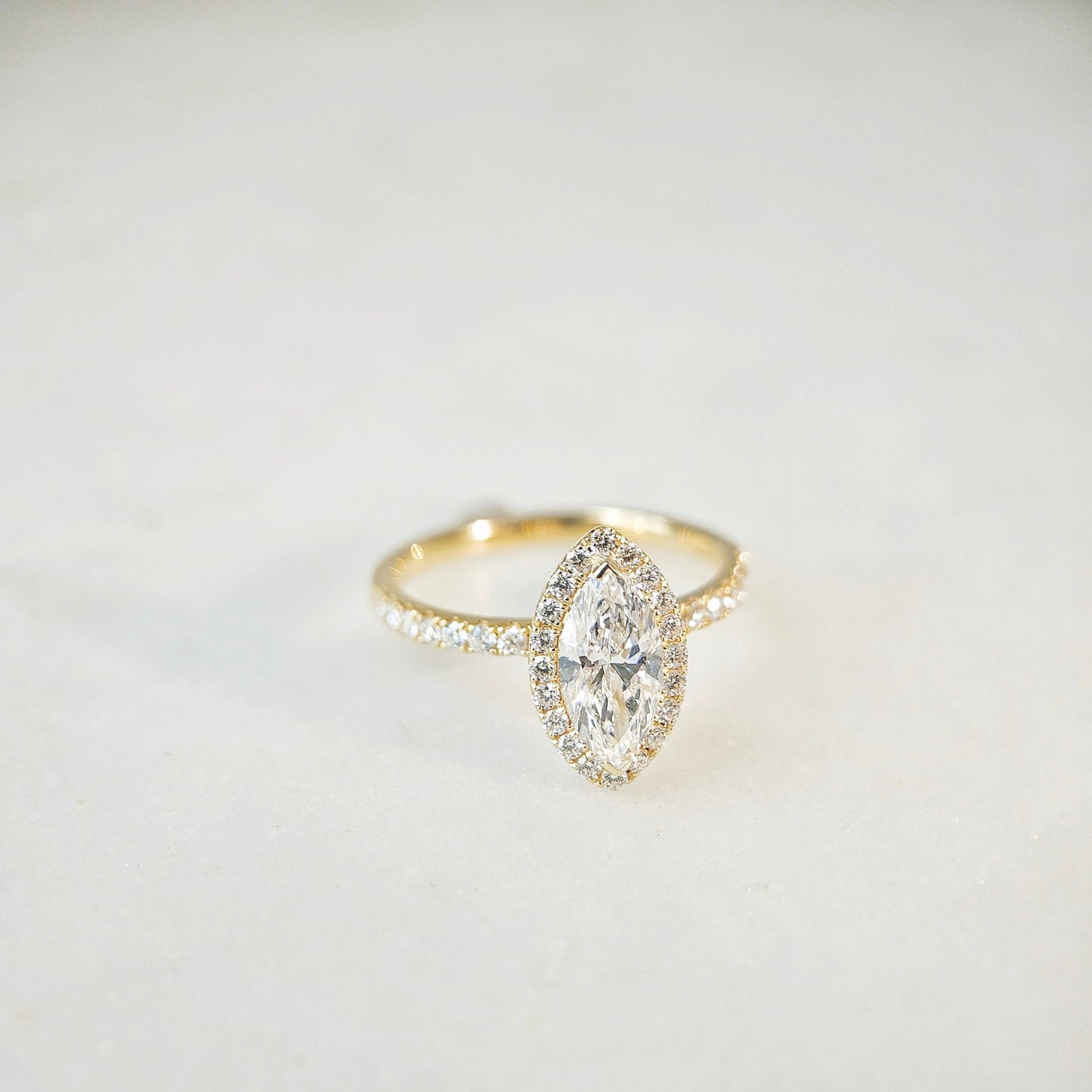 Halo & Pave-1.15 CT Marquise Lab Grown Diamond Engagement Ring