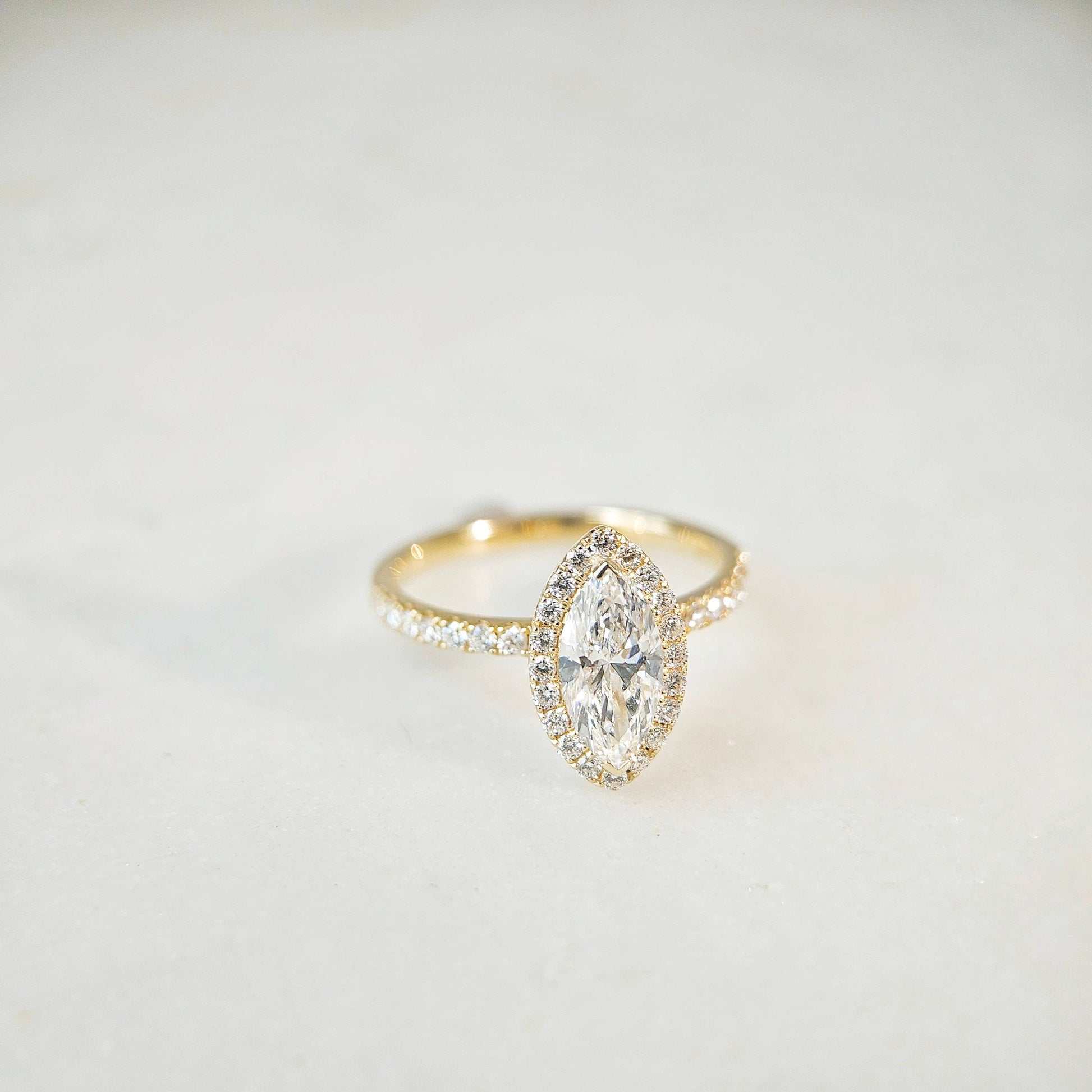 Halo & Pave-1.15 CT Marquise Lab Grown Diamond Engagement Ring