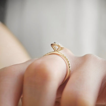 Halo & Pave-1.15 CT Marquise Lab Grown Diamond Engagement Ring