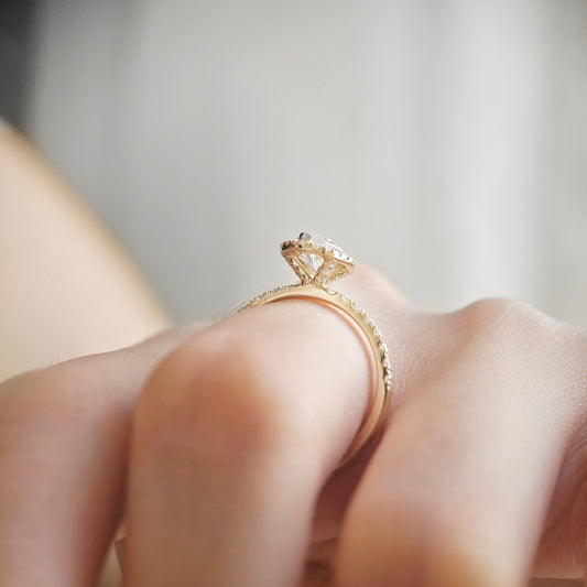 Halo & Pave-1.15 CT Marquise Lab Grown Diamond Engagement Ring