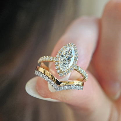 Halo & Pave-1.15 CT Marquise Lab Grown Diamond Engagement Ring