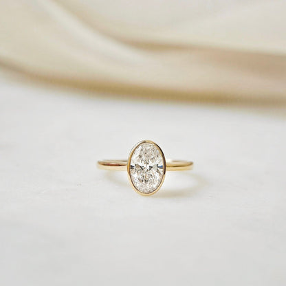 Solitaire Bezel-2.0 CT Oval Lab Grown Diamond Engagement Ring