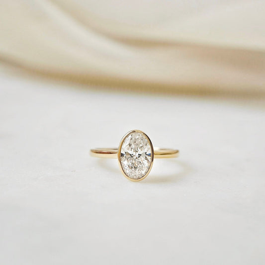 Solitaire Bezel-2.0 CT Oval Lab Grown Diamond Engagement Ring