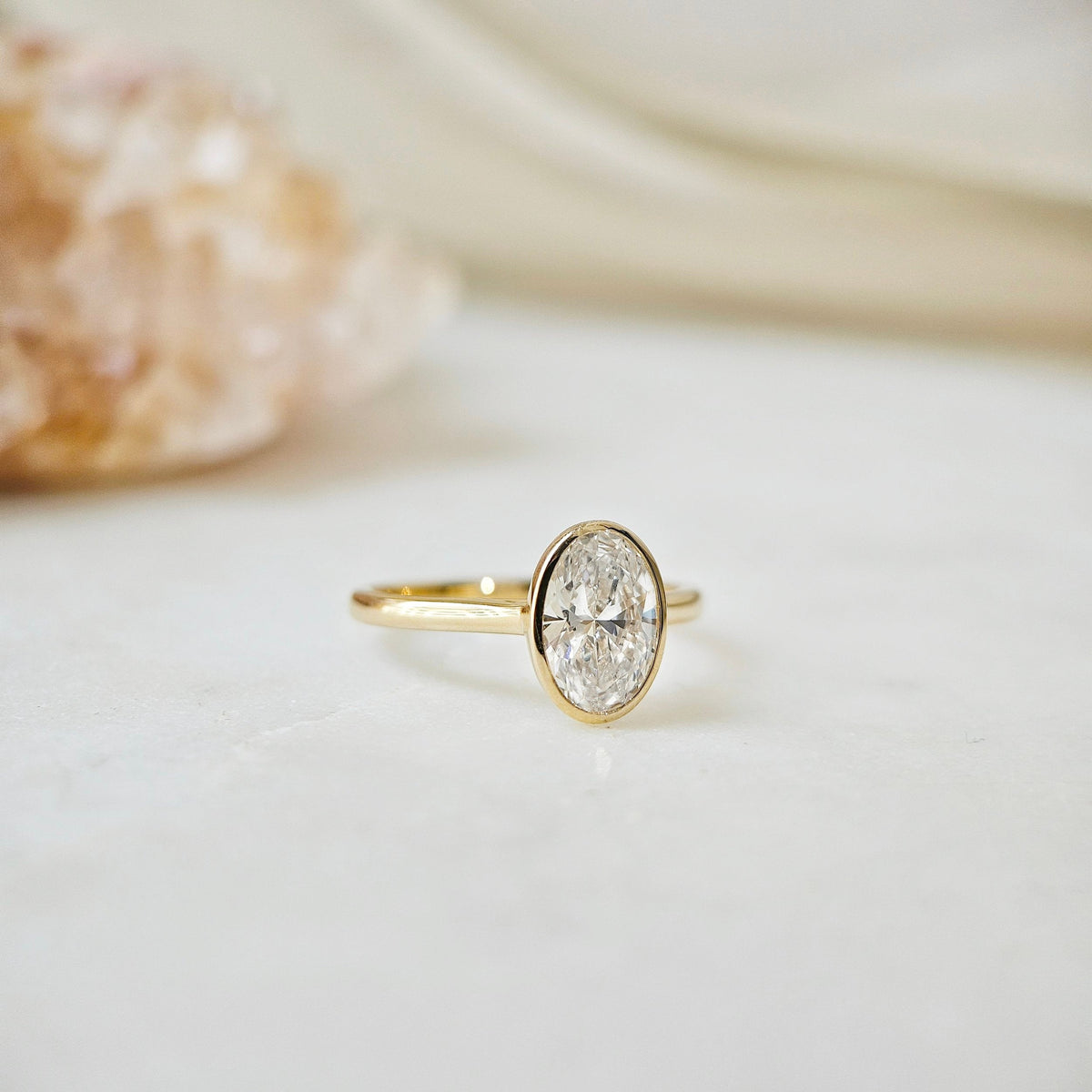 Solitaire Bezel-2.0 CT Oval Lab Grown Diamond Engagement Ring