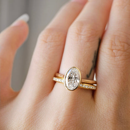 Solitaire Bezel-2.0 CT Oval Lab Grown Diamond Engagement Ring