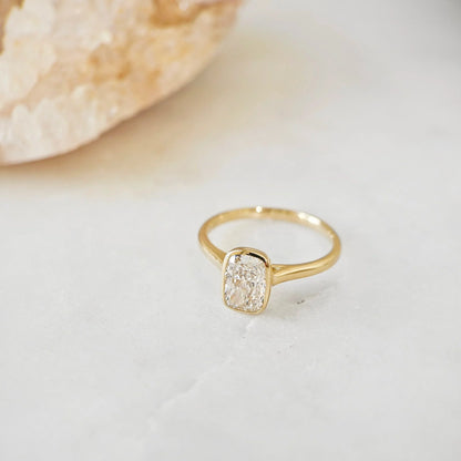 Solitaire Cathedral Bezel-1.55 CT Elongated Cushion Lab Grown Diamond Engagement Ring