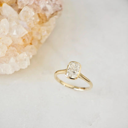Solitaire Cathedral Bezel-1.55 CT Elongated Cushion Lab Grown Diamond Engagement Ring