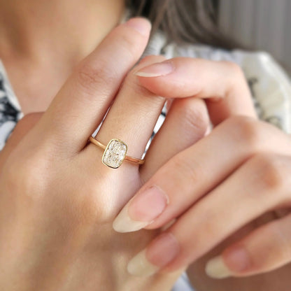 Solitaire Cathedral Bezel-1.55 CT Elongated Cushion Lab Grown Diamond Engagement Ring
