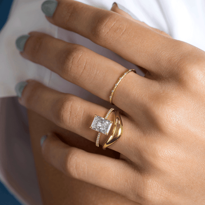 Pave-Radiant Lab Grown Diamond Engagement Ring