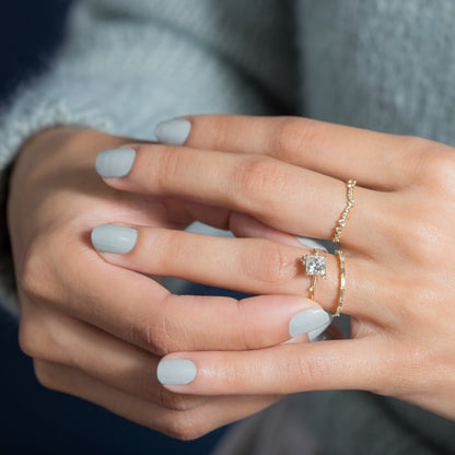 Dainty Cluster-Princess Lab Grown Diamond Engagement Ring
