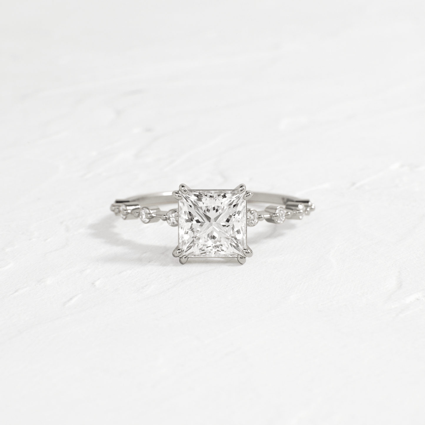 Pave-Princess Lab Grown Diamond Engagement Ring