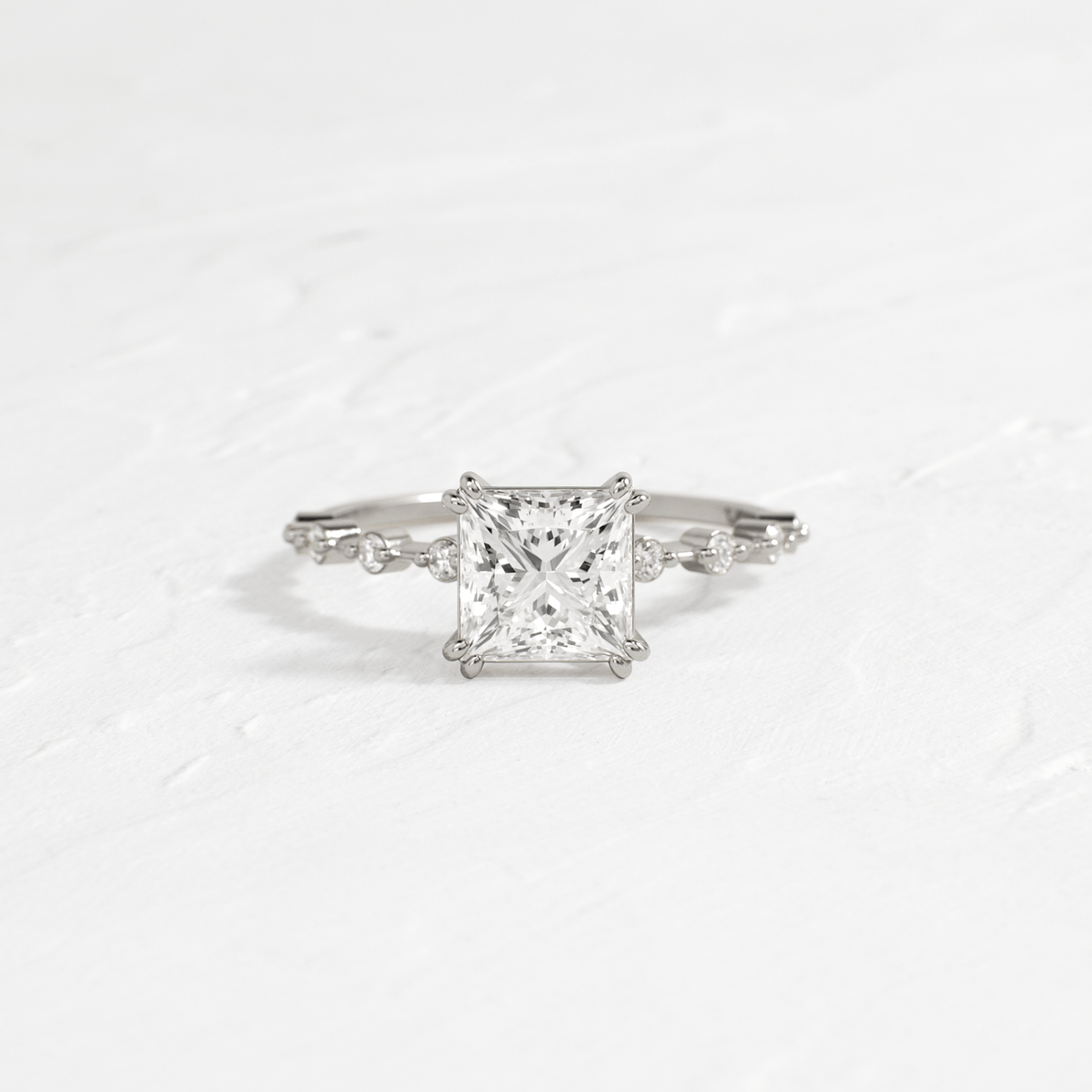 Pave-Princess Lab Grown Diamond Engagement Ring