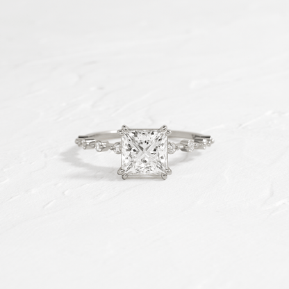 Pave-Princess Lab Grown Diamond Engagement Ring