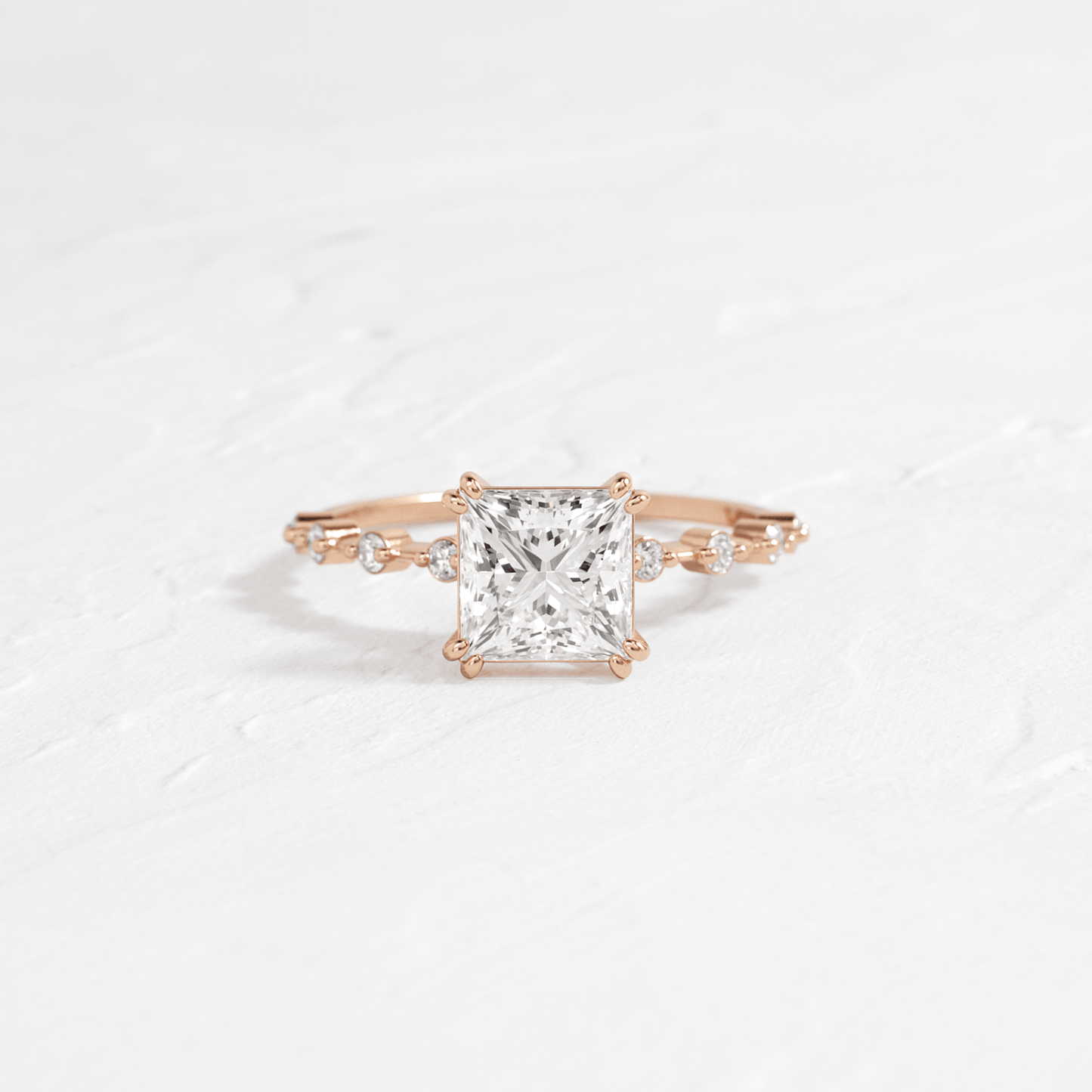 Pave-Princess Lab Grown Diamond Engagement Ring