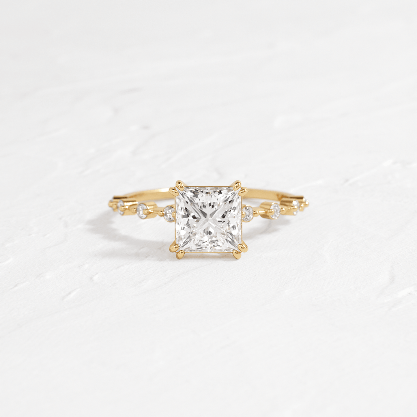 Pave-Princess Lab Grown Diamond Engagement Ring