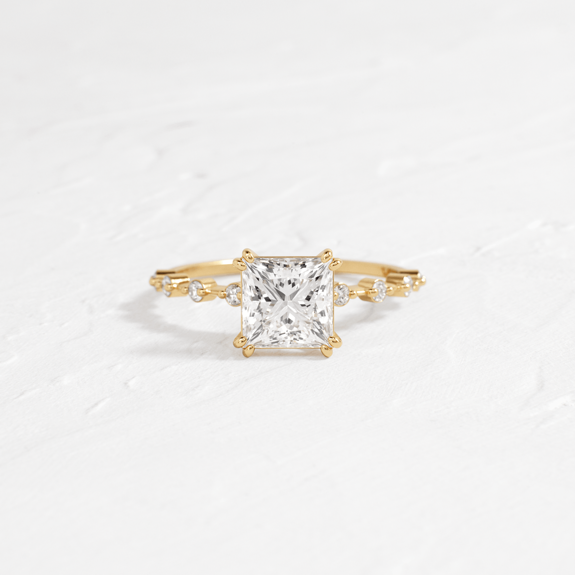 Pave-Princess Lab Grown Diamond Engagement Ring