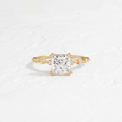 Pave-Princess Lab Grown Diamond Engagement Ring