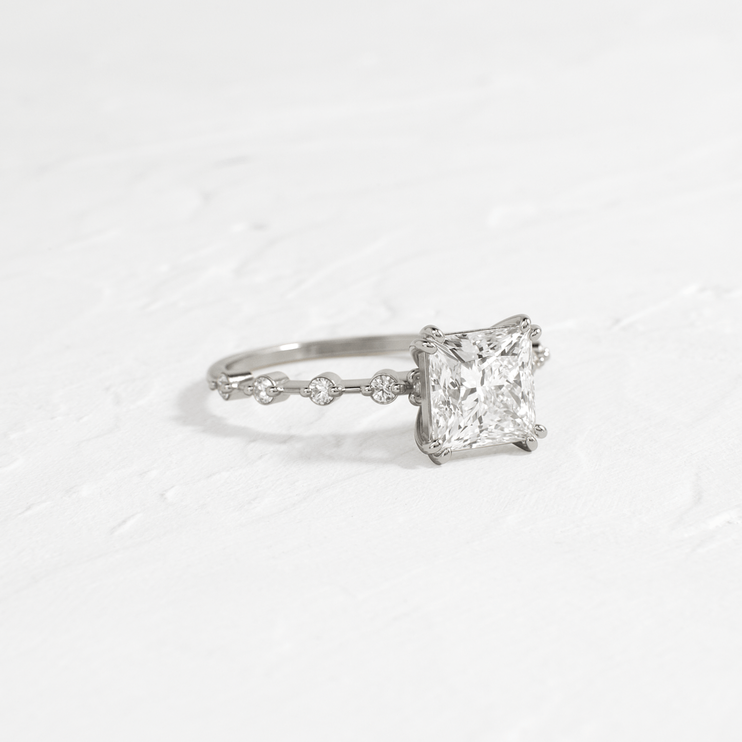 Pave-Princess Lab Grown Diamond Engagement Ring