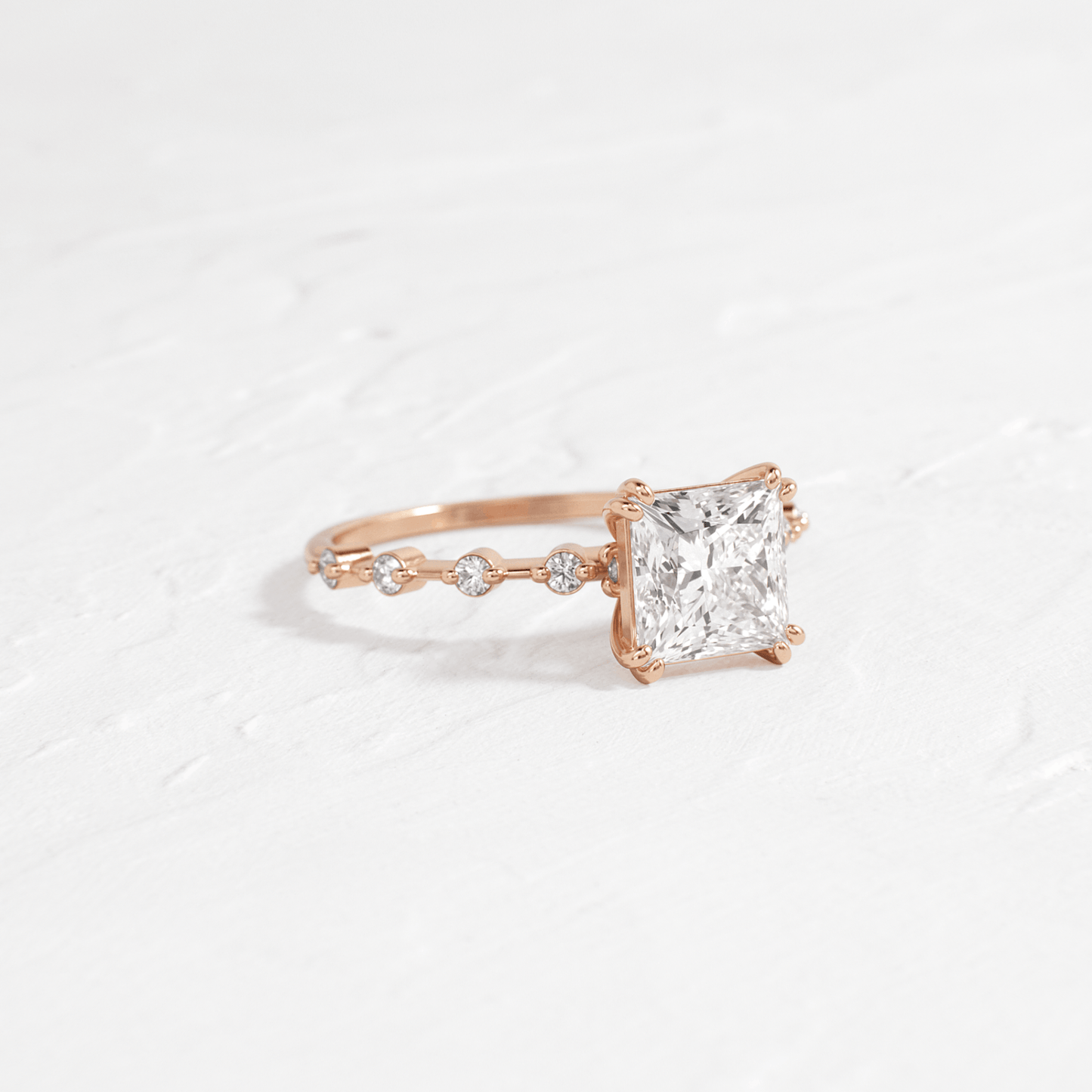 Pave-Princess Lab Grown Diamond Engagement Ring