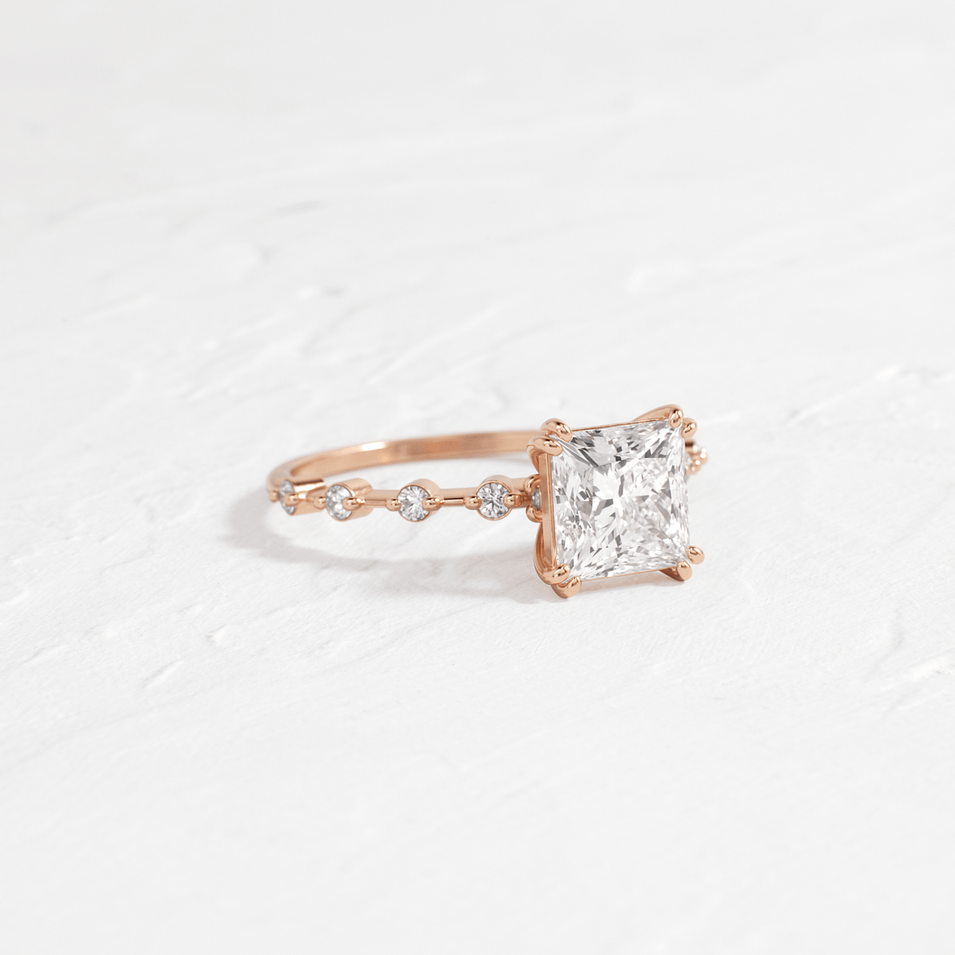 Pave-Princess Lab Grown Diamond Engagement Ring