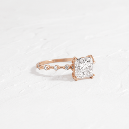 Pave-Princess Lab Grown Diamond Engagement Ring
