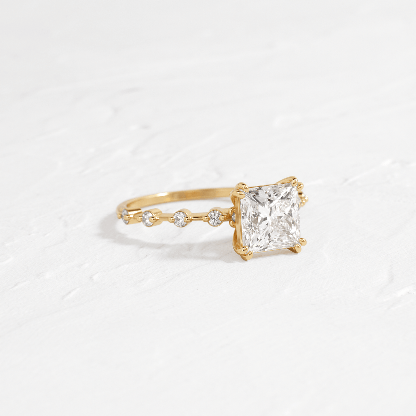 Pave-Princess Lab Grown Diamond Engagement Ring