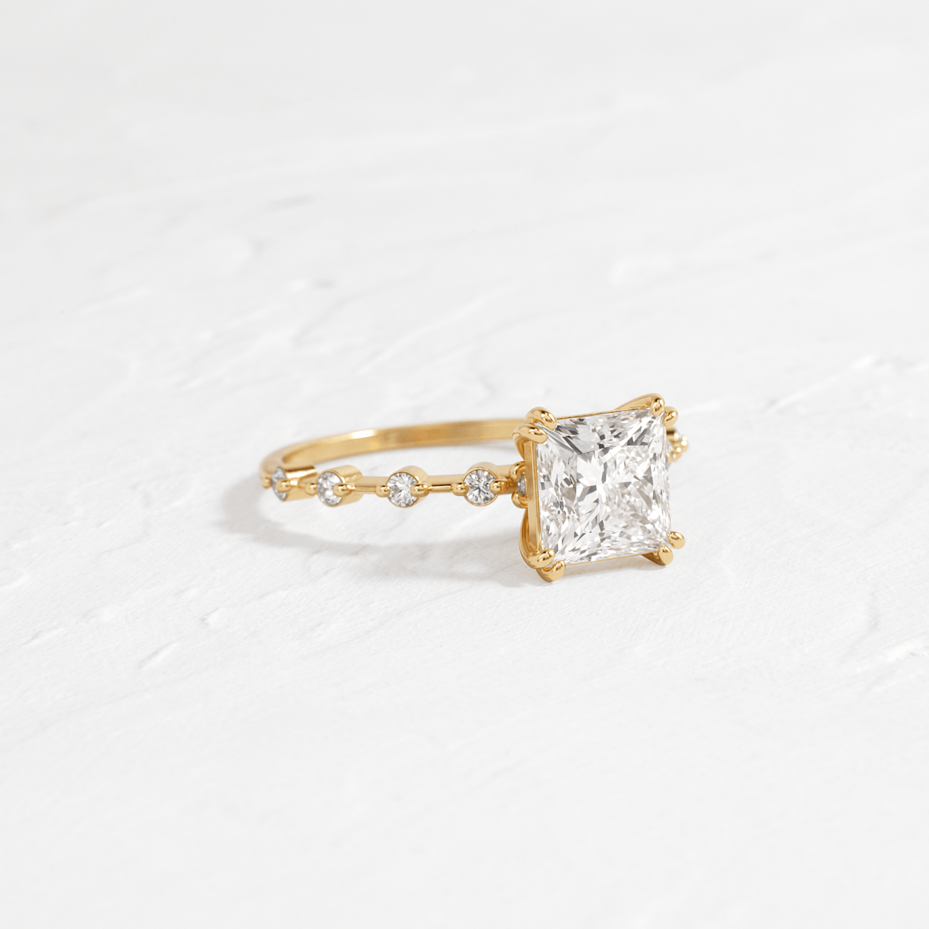 Pave-Princess Lab Grown Diamond Engagement Ring