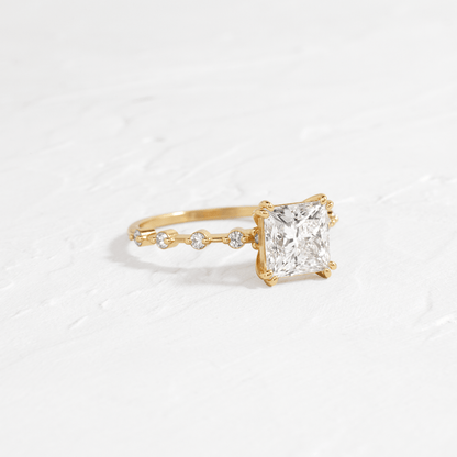Pave-Princess Lab Grown Diamond Engagement Ring