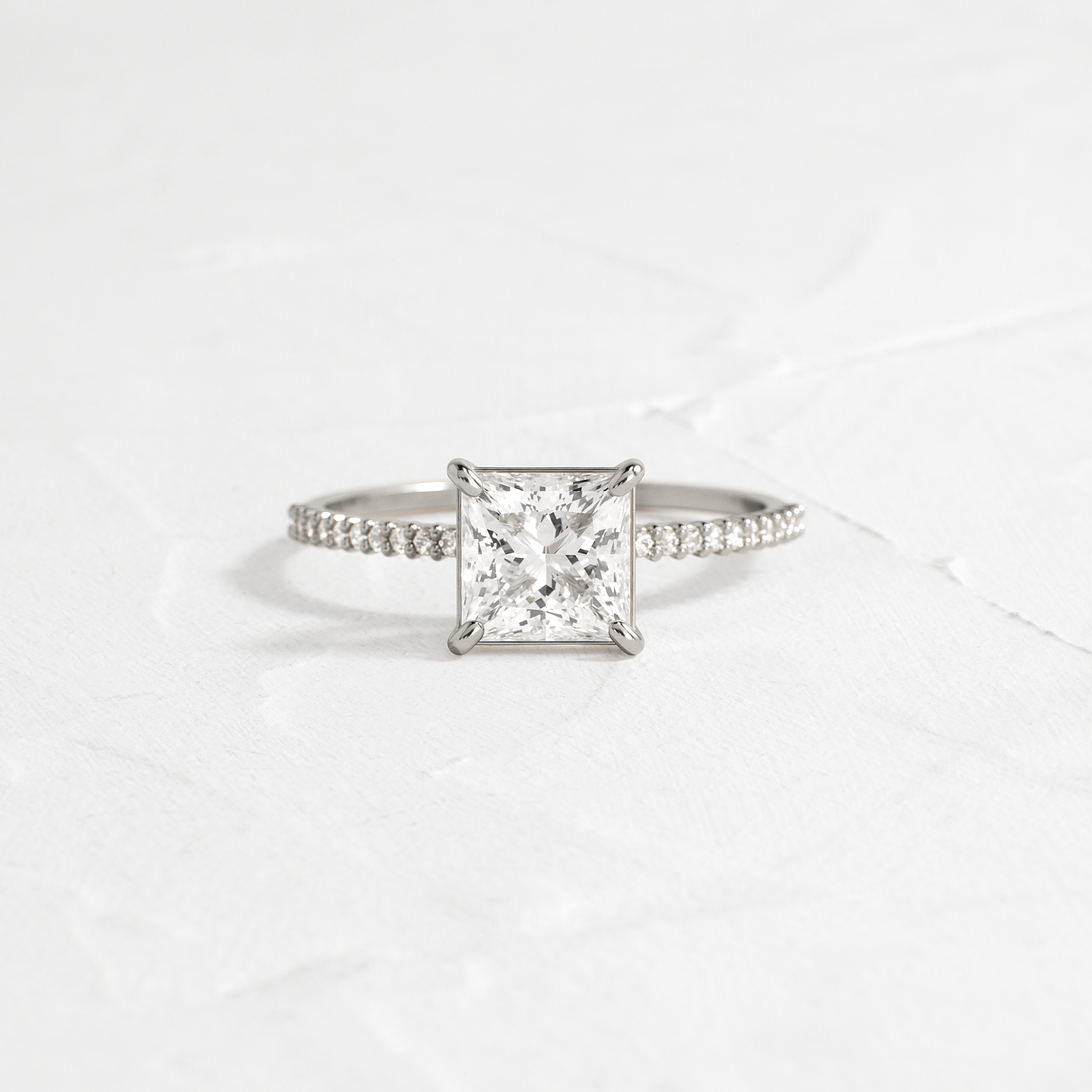 Pave-Princess Lab Grown Diamond Engagement Ring