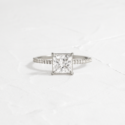 Pave-Princess Lab Grown Diamond Engagement Ring