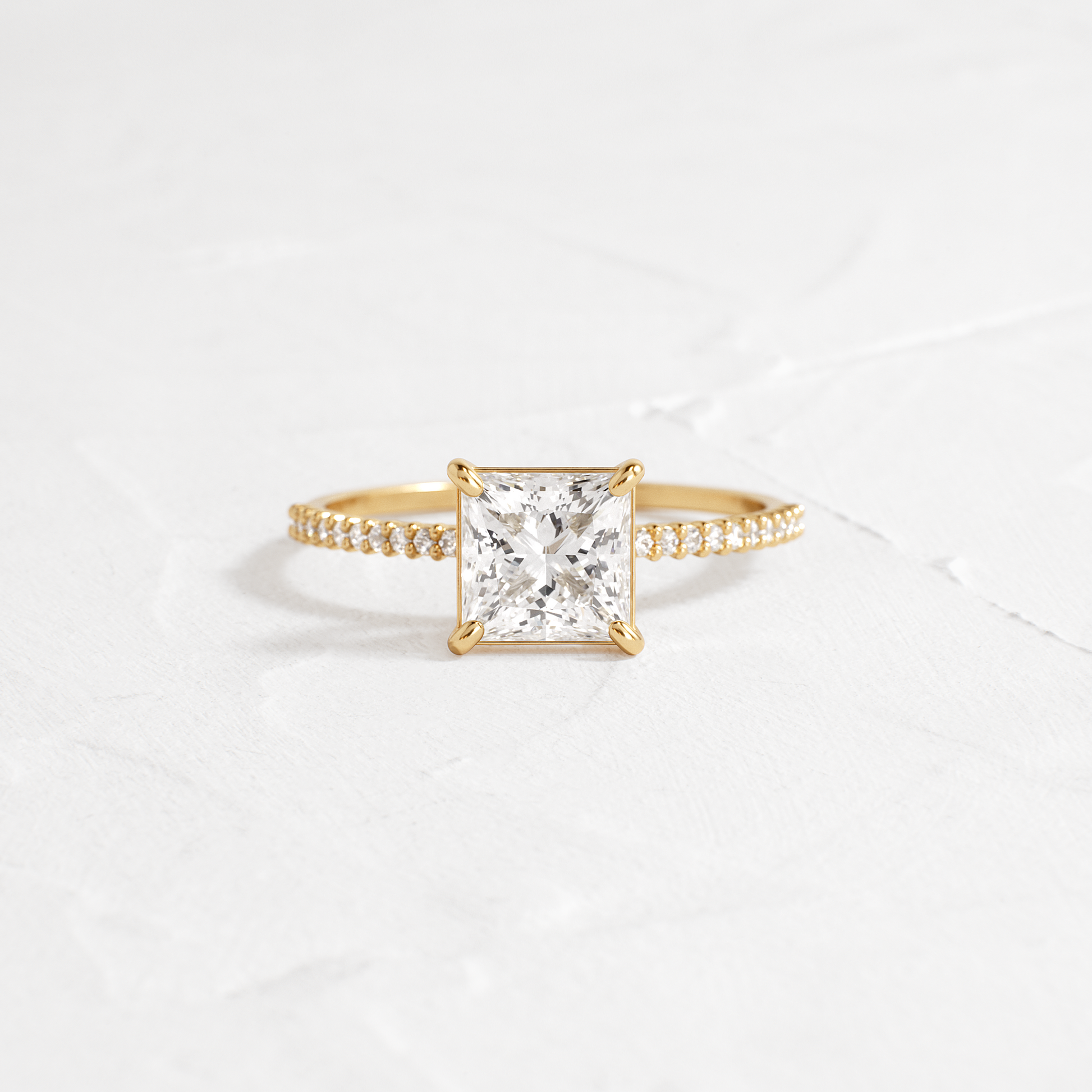Pave-Princess Lab Grown Diamond Engagement Ring