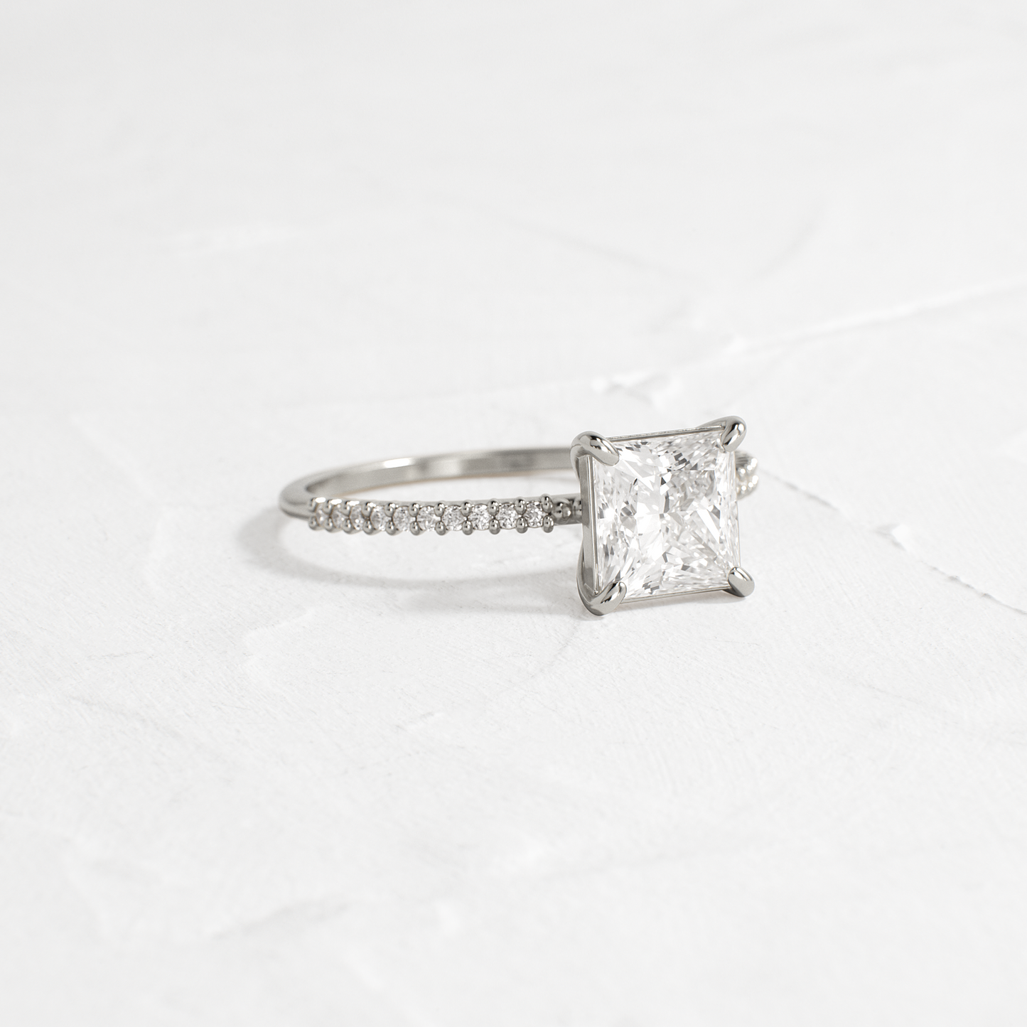 Pave-Princess Lab Grown Diamond Engagement Ring