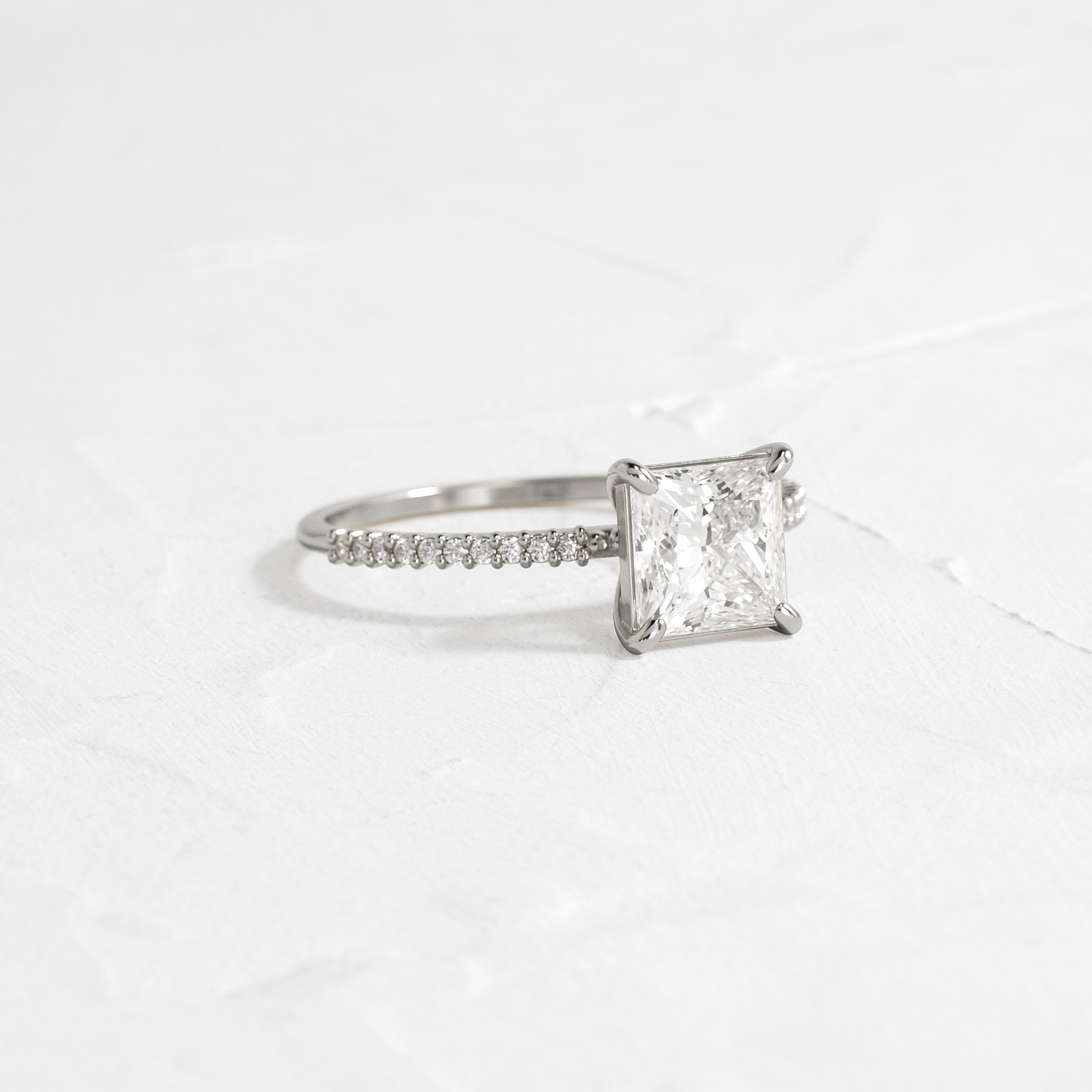 Pave-Princess Lab Grown Diamond Engagement Ring