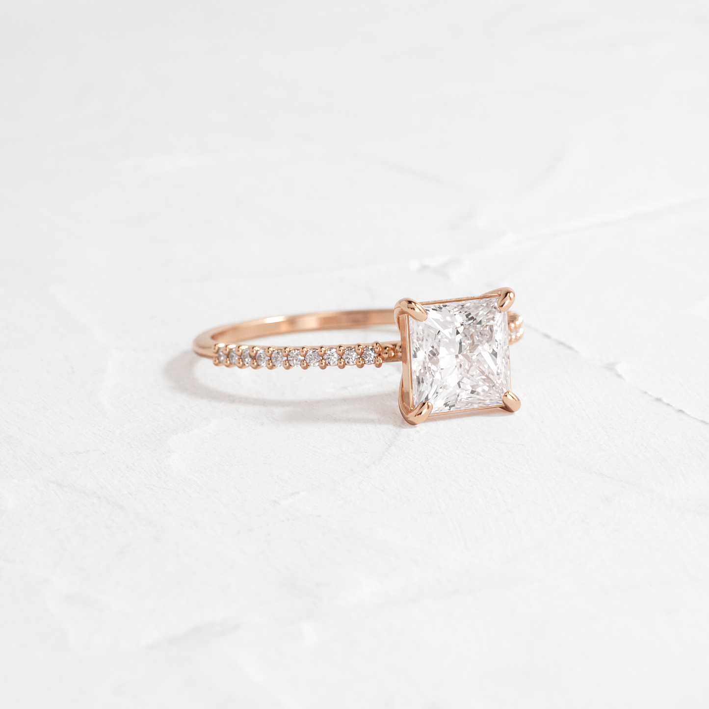 Pave-Princess Lab Grown Diamond Engagement Ring
