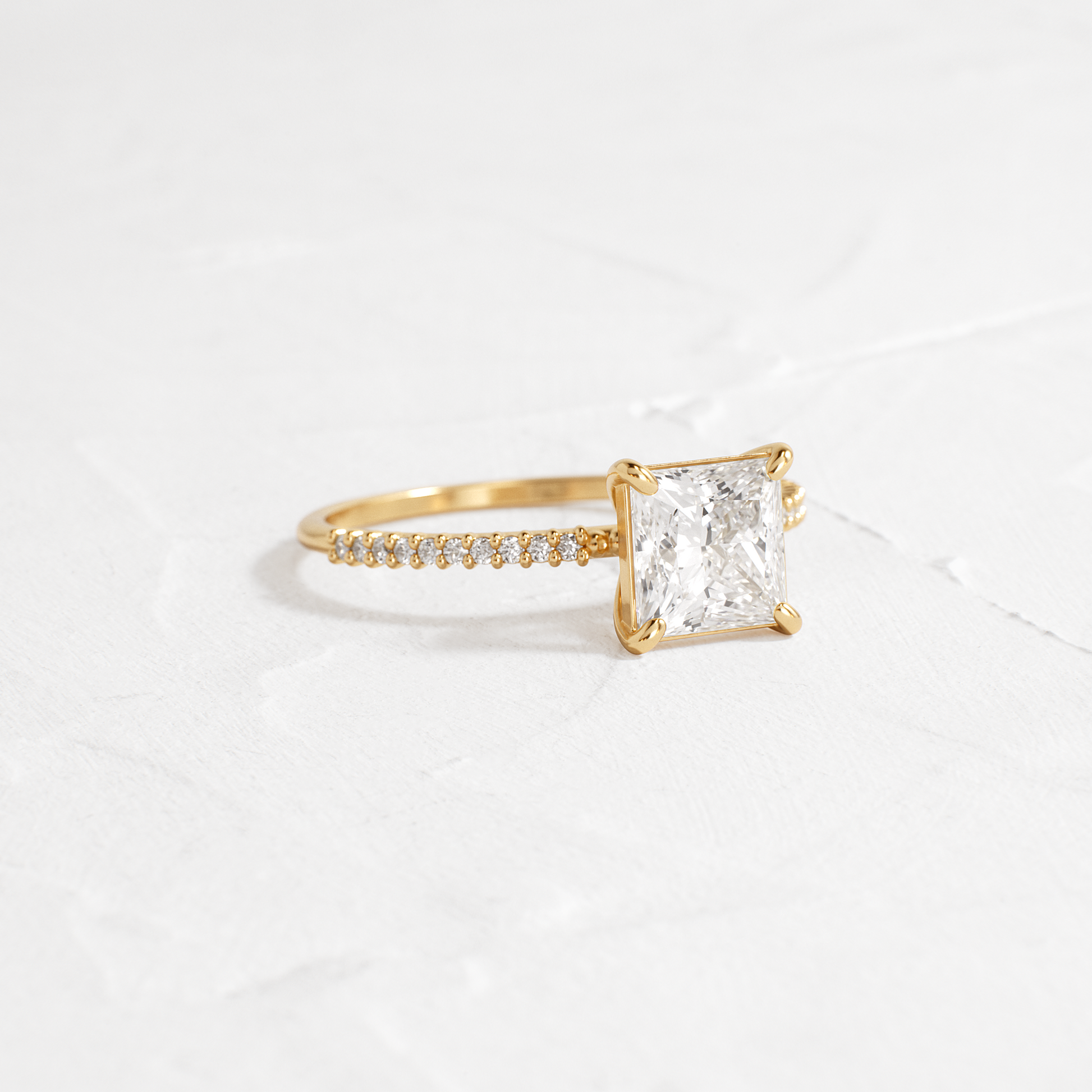 Pave-Princess Lab Grown Diamond Engagement Ring