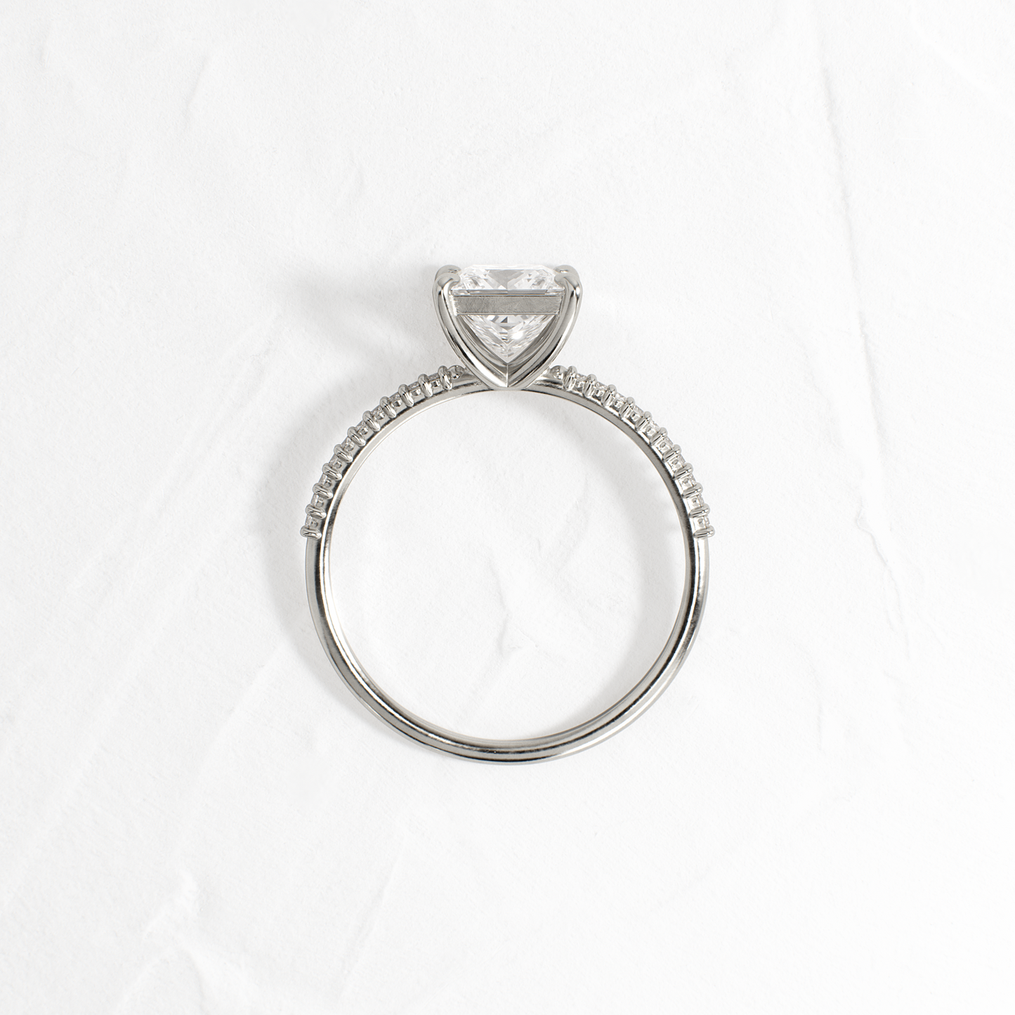 Pave-Princess Lab Grown Diamond Engagement Ring